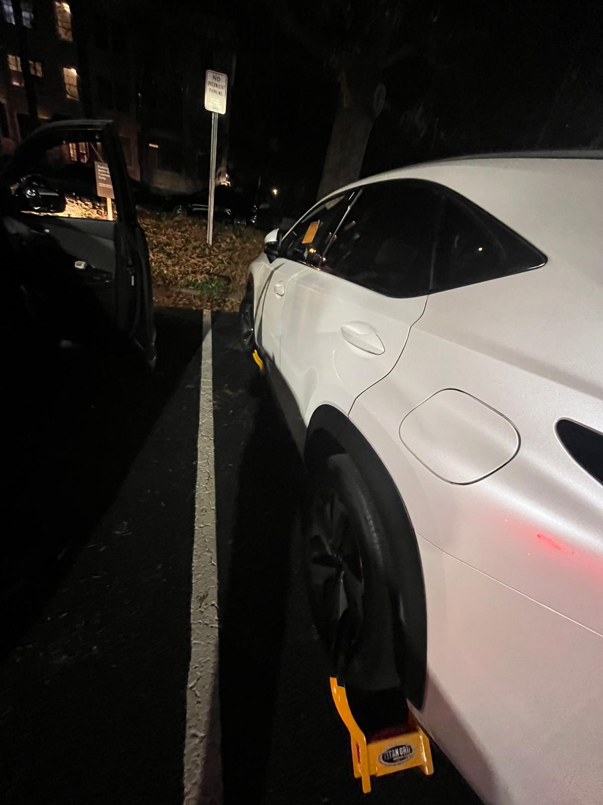 White car booted