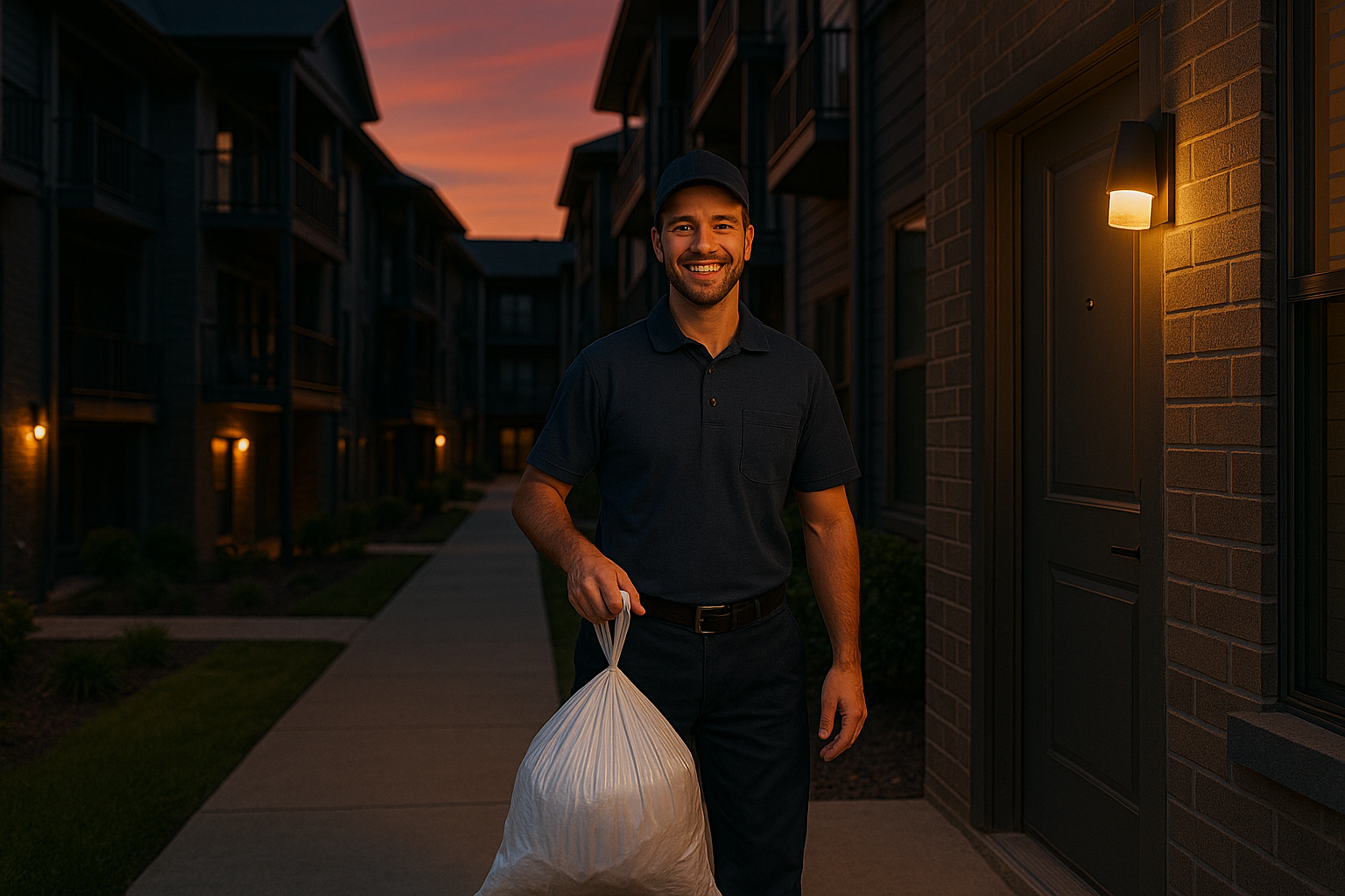 Garbage picker in evening